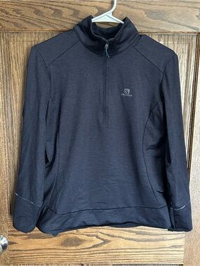 Salomon Black Heather Performance Zip Pullover